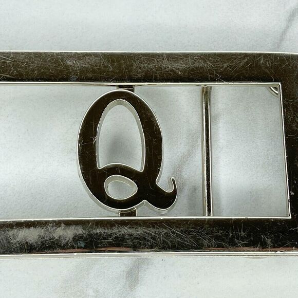 Silver Tone Monogram Q Initial Letter Belt Buckle Open Back Design ✨ - Picture 4 of 8